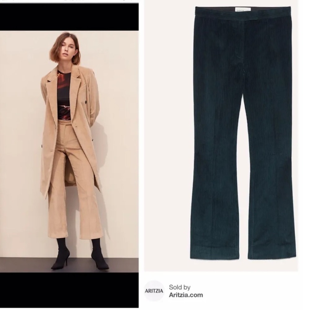 Aritzia Babaton Albers Ankle Cropped Kick Flare Velvet Corduroy size 0